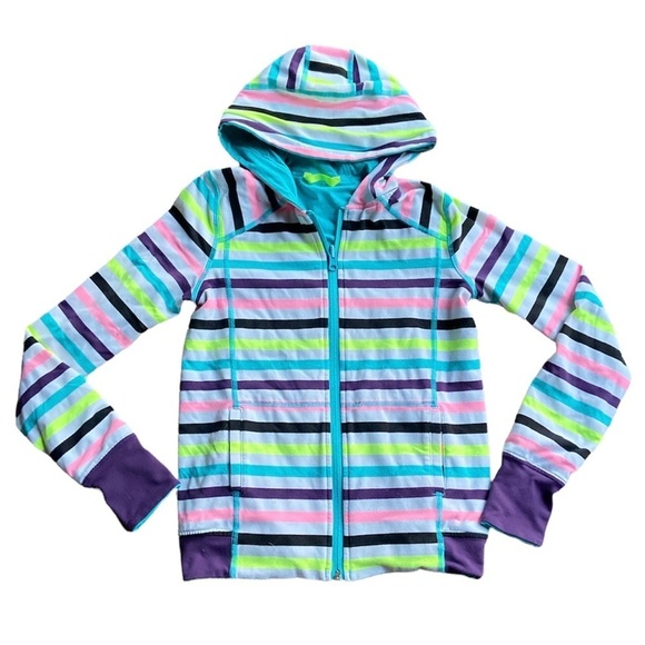 Girls Ivivva reversible size 10 blue and stripped - Picture 1 of 9